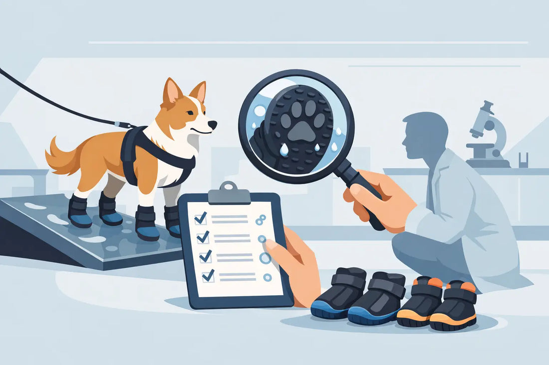 Test de bottes antidérapantes reliées au chien